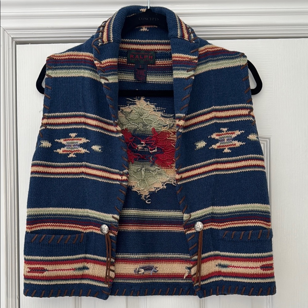 Vintage Ralph Lauren Native Chimayo Vest Womens Vest Handmade Size S